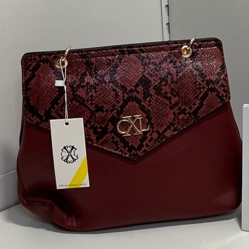 CXL Christian Lacroix Sable Prism Python Satchel Red Burgundy Handbag CXLF24036